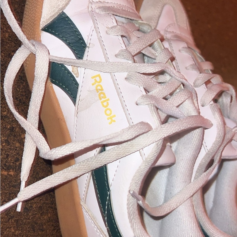Reebok Women's White and Dark Green Sneakers